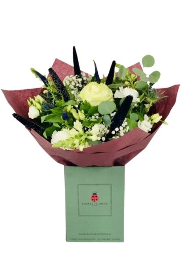 &pound;100 white and blue Christmas flowers